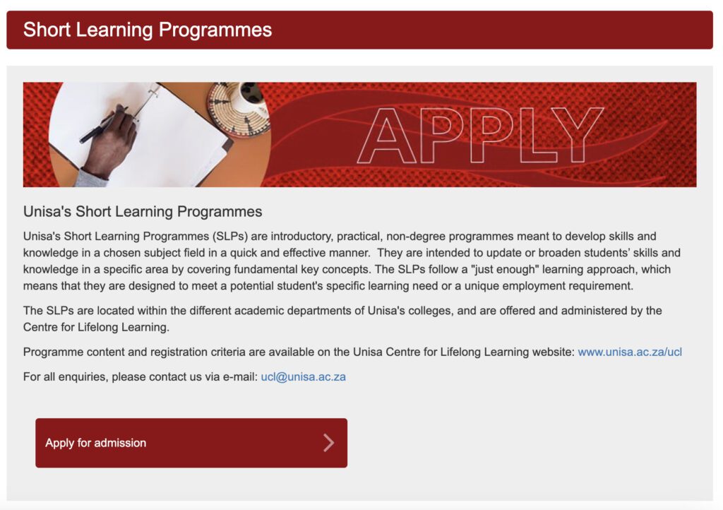 Free Online Courses on UNISA's Website